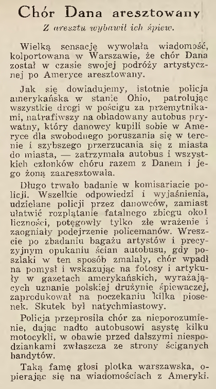 Chór Dana aresztowany! (1938 r.)